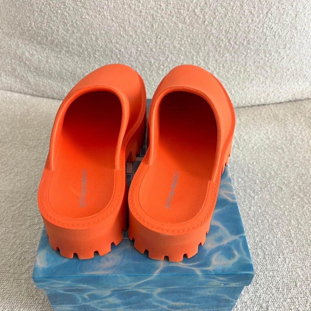 Jeffrey Campbell Bae Platform Orange Slip-On Clogs Rubber Chunky Mule - Picture 3 of 12
